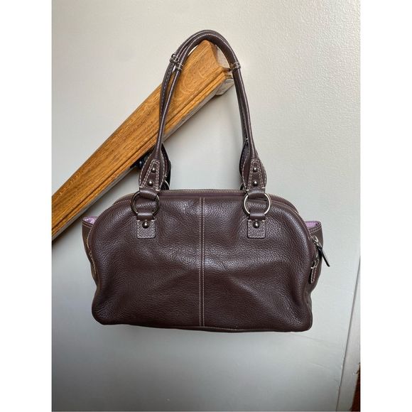 Coach Penelope F14685 Brown Pebbled Leather Silver Hardware Handbag Satchel - Picture 3 of 12